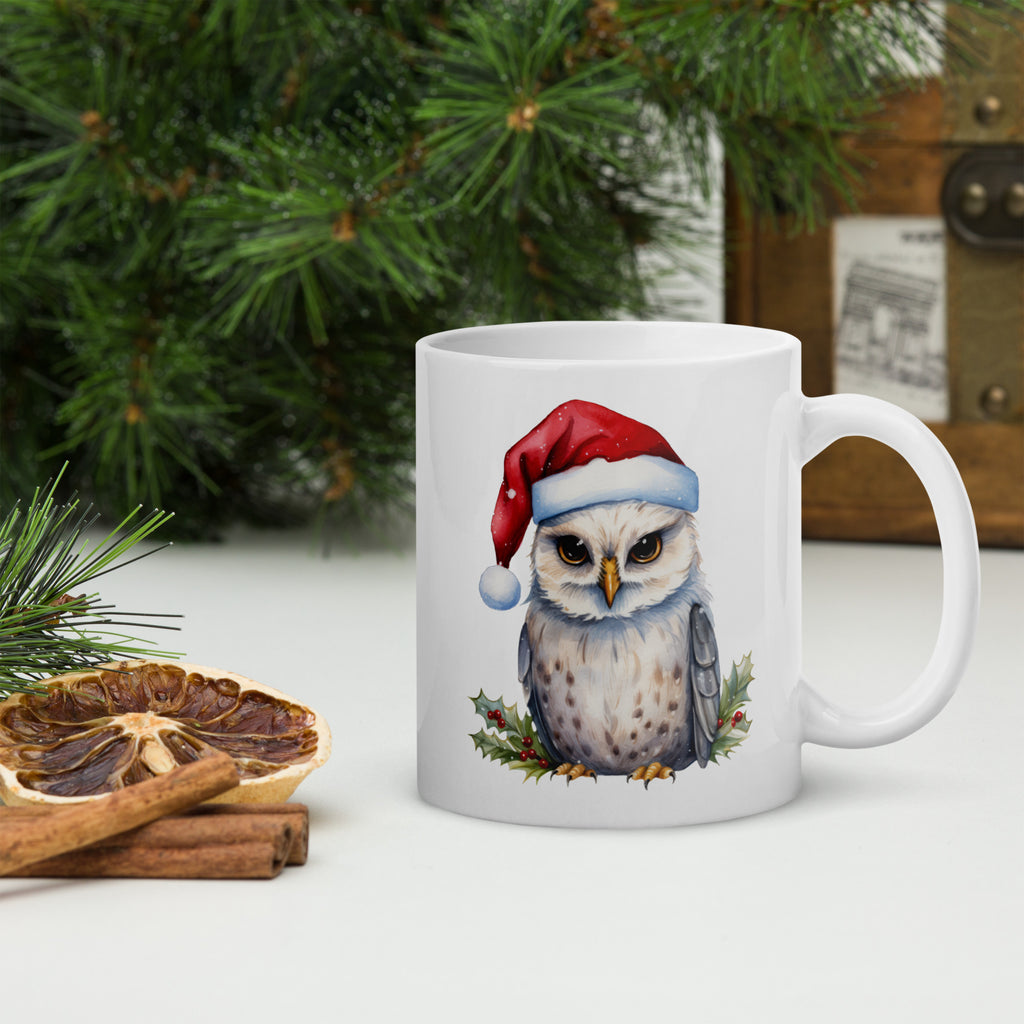 Christmas snow owl mug