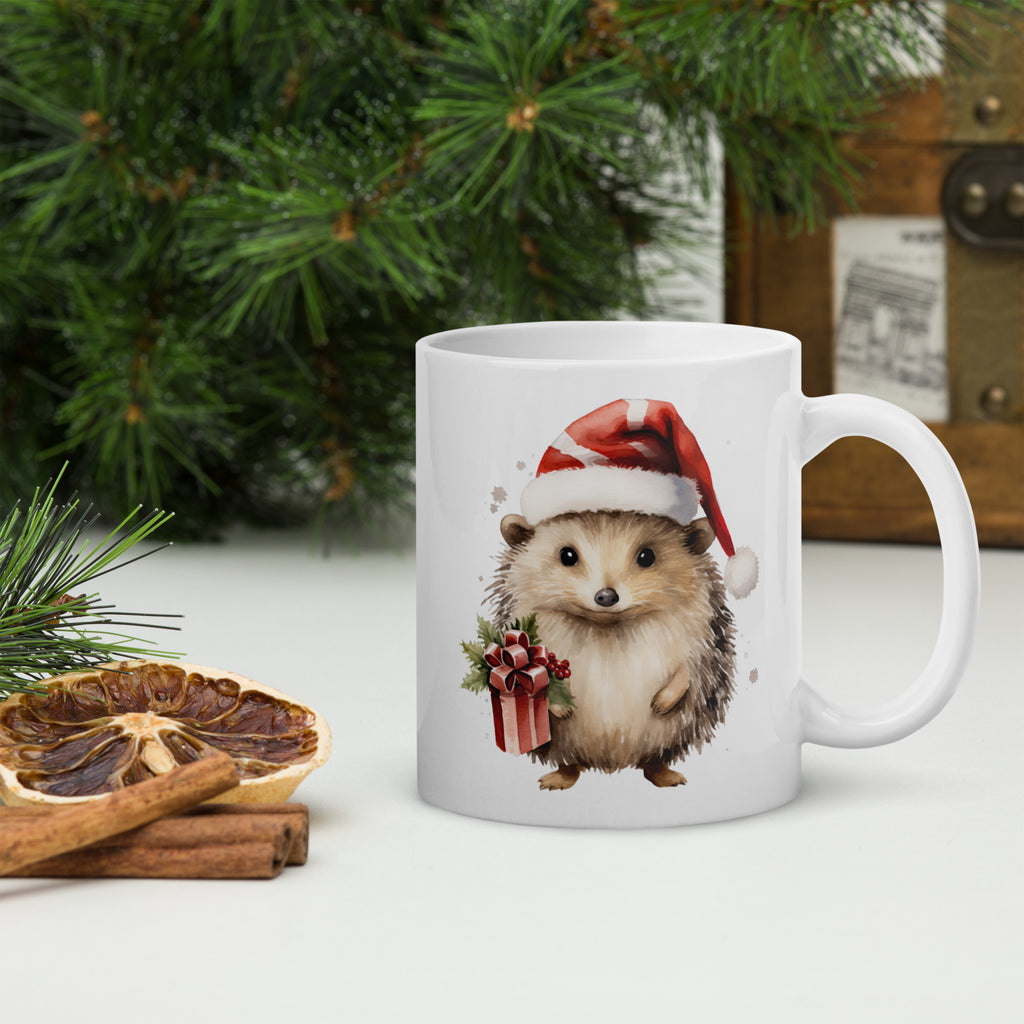 Christmas porcupine mug