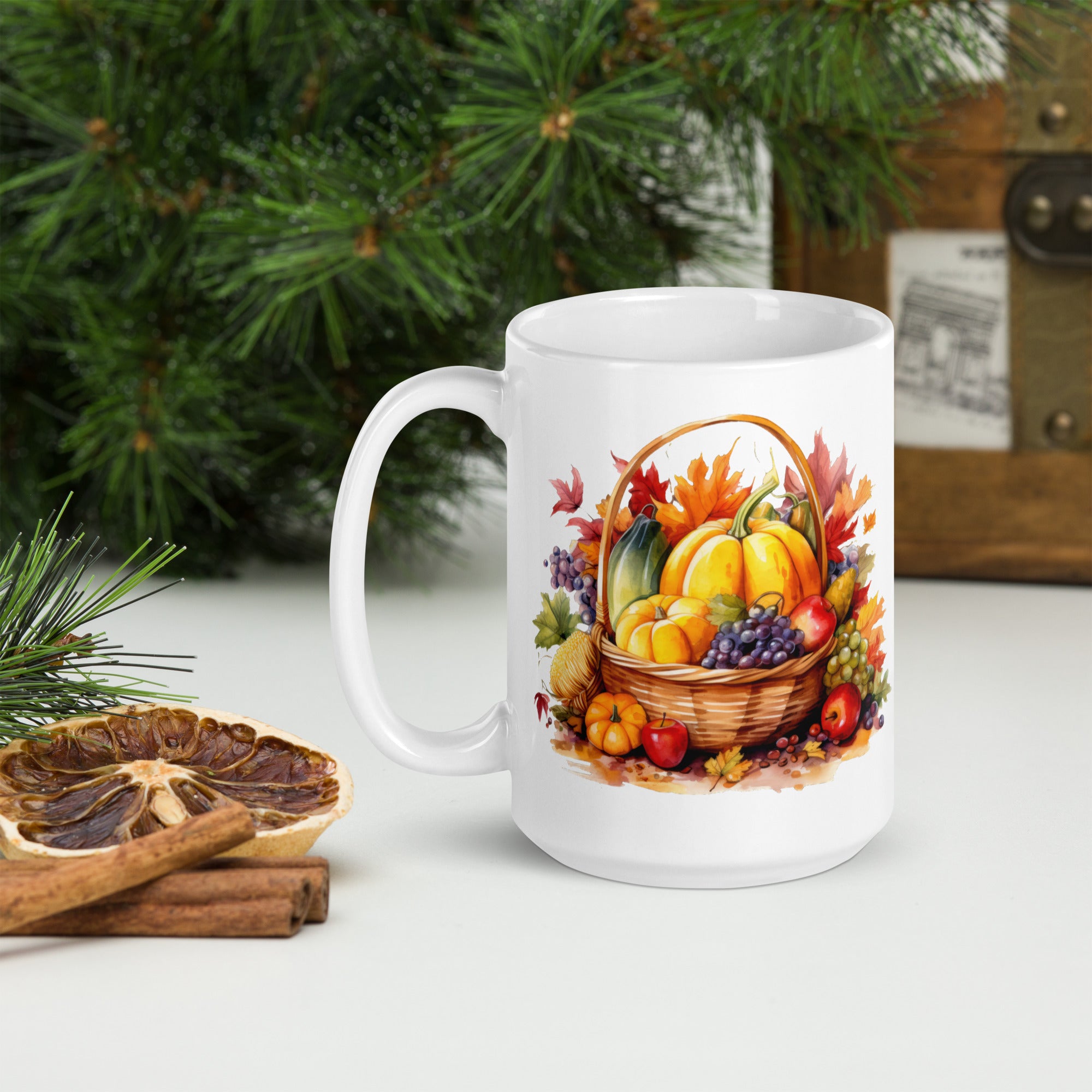 Thanksgiving basket mug