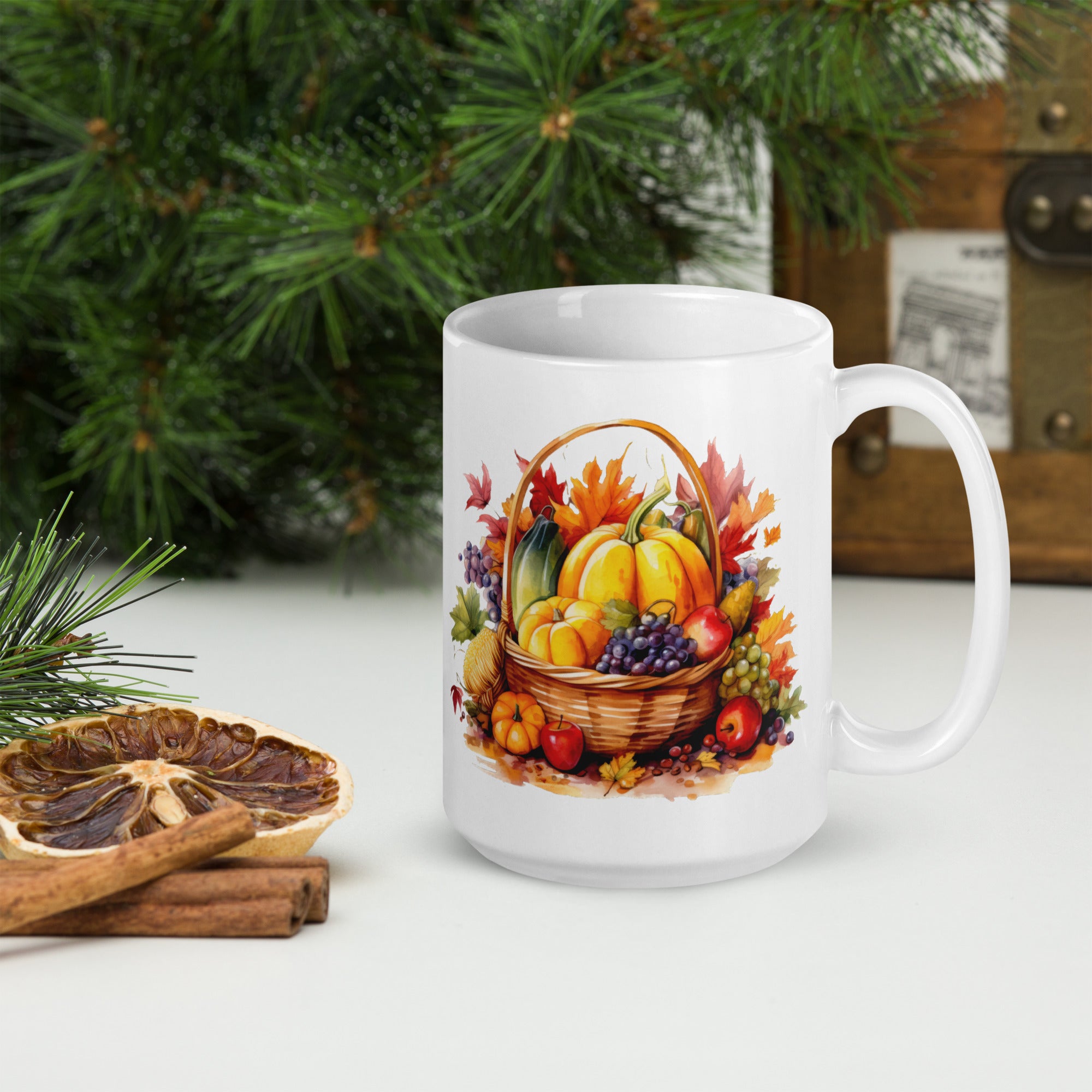 Thanksgiving basket mug